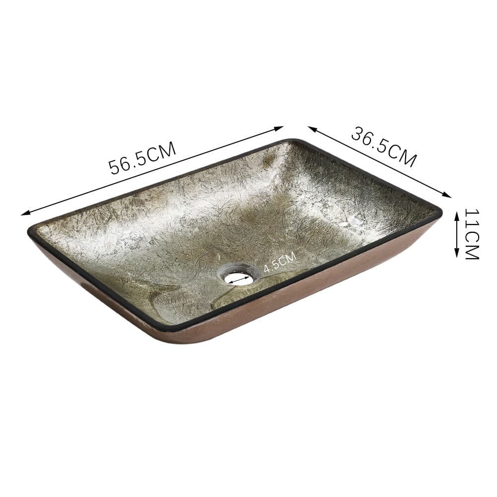 Gold Bathroom Artistic Vessel Sink Tempered Glass with Drain Bathroom Sinks Living and Home 