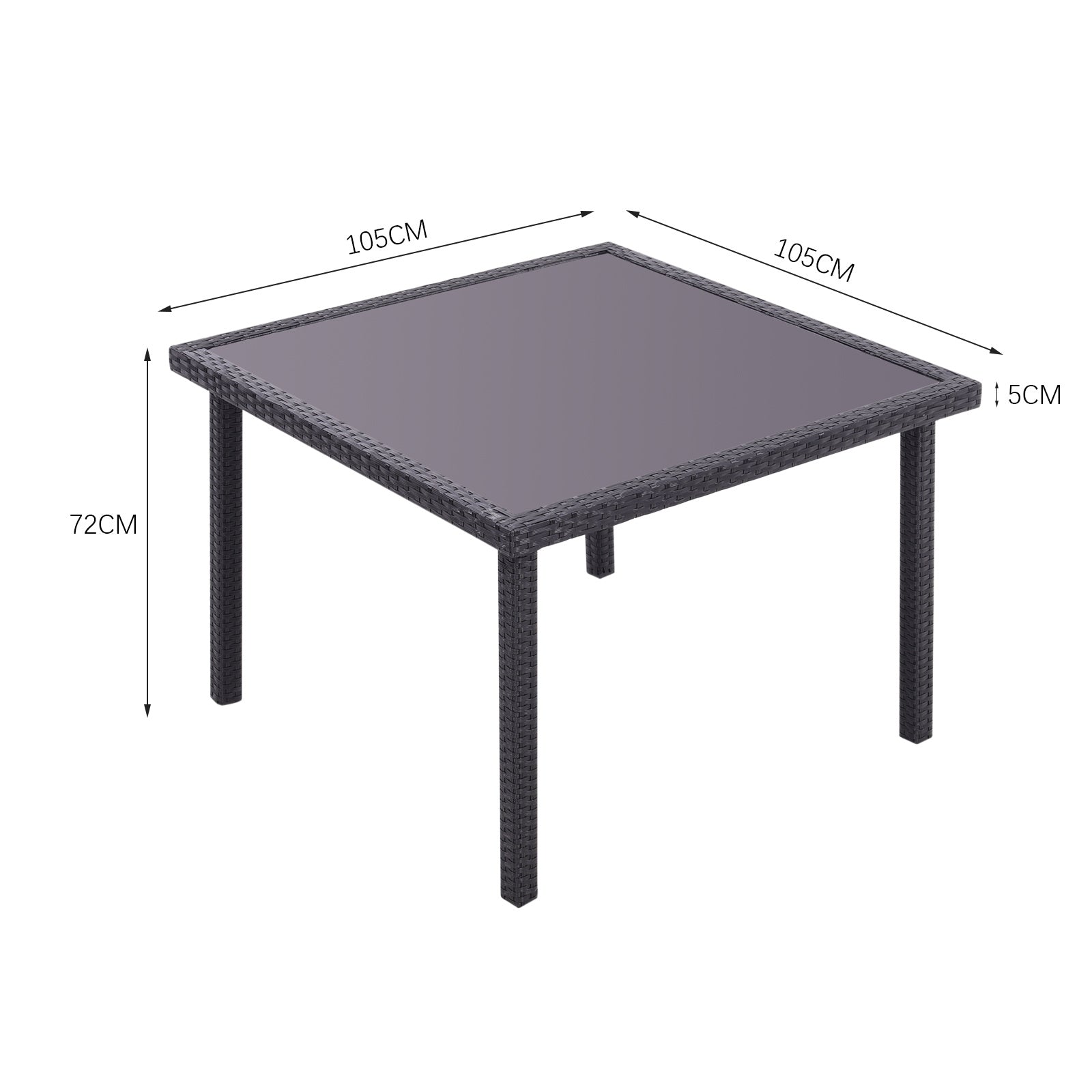 Garden Table Dining Patio Outdoor Table Black/Brown Garden Dining Table Living and Home H72 * W105 * D105 cm Black 