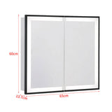 65W*60Hcm LED Mirror Cabinet Double Door Bathroom Mirror Cabinet Living and Home 