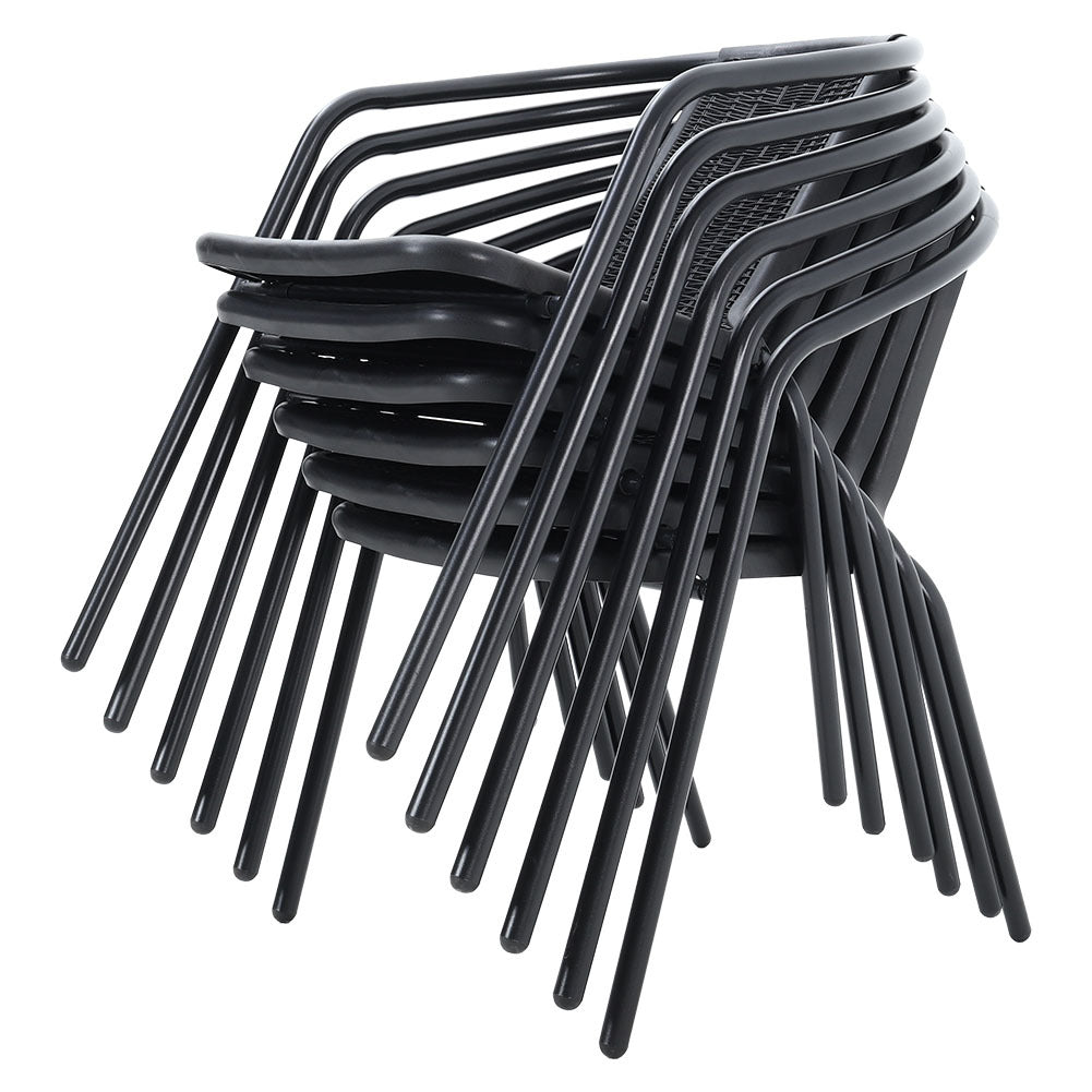 Set of 6 Stacking Patio Dining Side Chairs for All Weather Outdoor Bistro Garden Patio Side Chair Living and Home 