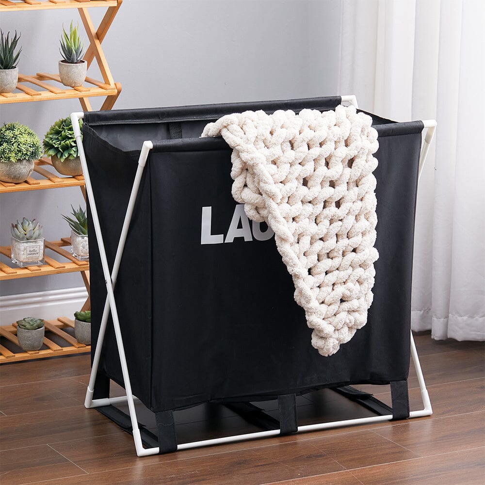 Large Folding Laundry Basket Lightweight - Black