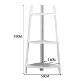 3/4/5 Tier Corner Ladder Shelf Bookcase Plant Flower Display Stand Storage Rack Bookcases & Standing Shelves Living and Home White 3 Layer: 85H x 50W x 34D cm 