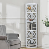 Black/White Wooden 5 tier Rectangular Vertical Living Room Shelf Shelves & Racks Living and Home White 