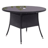 105cm Round/ Square Coffee Table Bistro Outdoor Garden Patio Tables & Parasol Hole Garden Dining Table Living and Home Round Black 