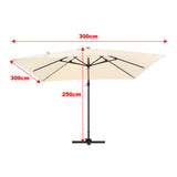 Beige 3 x 3 m Square Cantilever Parasol Outdoor Hanging Umbrella for Garden and Patio Parasols Living and Home 
