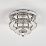 Stacked LED Ceiling Light with Crystal Rims Ceiling Light Living and Home W 30 x L 30 x H 14 cm Non-dimmable White Glow