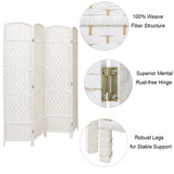 4/6 White Wooden Panels Folding Room Divider Partition Slat Privacy Screen Living Room Divider Living and Home 