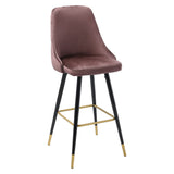 Set of 2 Velvet Padded Bar Stools with Footrest Bar Chair Living and Home 
