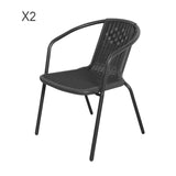 Garden Square Tempered Glass Table and Rattan Chairs GARDEN DINING SETS Living and Home W 80 x L 80 x H 72 cm Table with 2 Chairs 