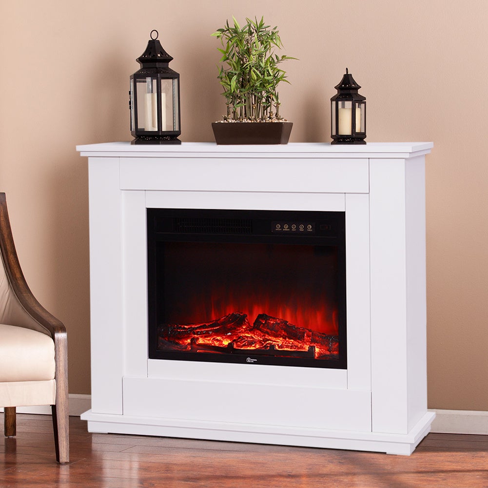 39 Inch Electric Fireplace Suite White Mantel Surround Electric Log Burner Heater Fireplaces Living and Home 