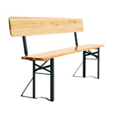 Set of 2 Folding Garden Benches with Backrest Cedar Wood Outdoor Bar Chairs Living and Home 