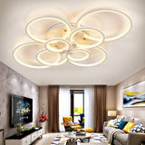 4/6/8 Rings Circle LED Semi-Flush Ceiling Light Dimmable/Non-Dimmable Ceiling Light Living and Home 8 Rings Dimmable with Remote Control Warm Light