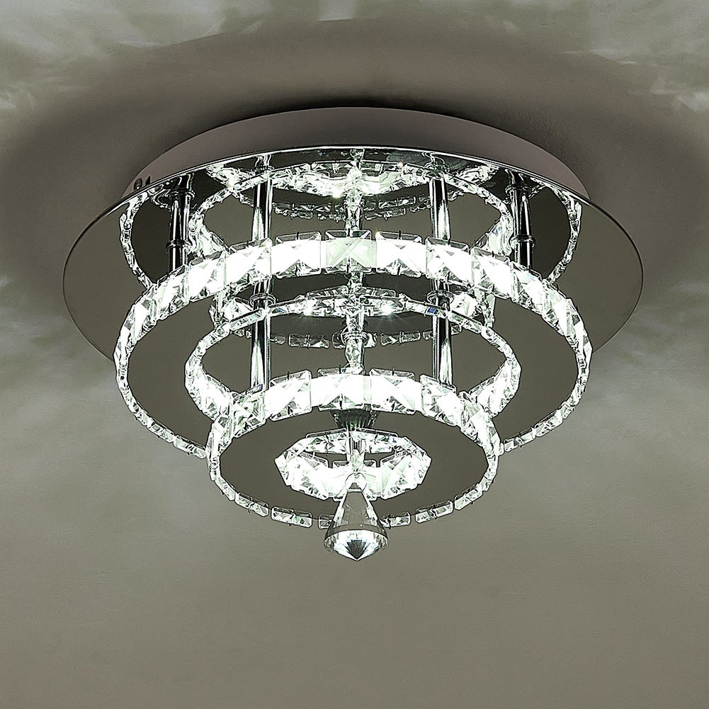 Stacked LED Ceiling Light with Crystal Rims Ceiling Light Living and Home 