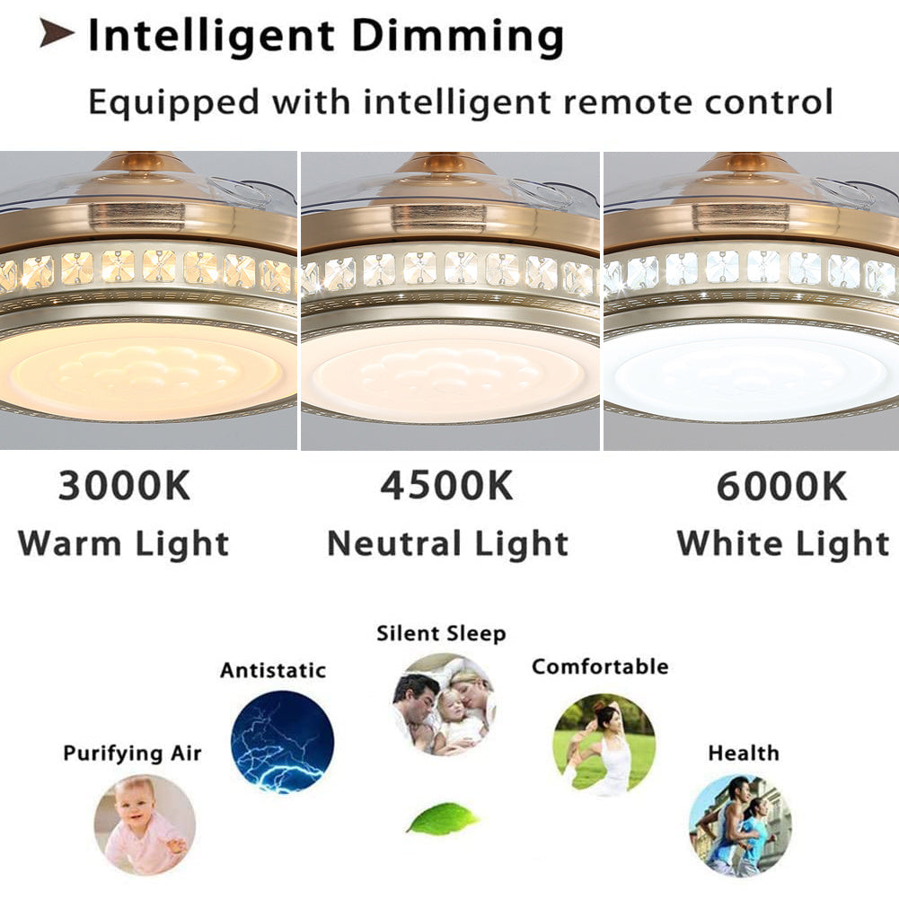 42inch Retractable Ceiling Fan Light Lamp W/Remote Control Ceiling Light Living and Home 