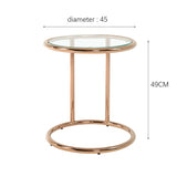 Dia.45cm Glass End & Side Table Furniture Living Room Round Sofa Table Tea Table End Table Living and Home 
