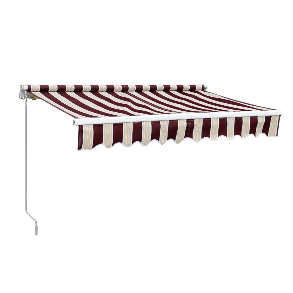 Retractable Patio Awning - Manual Shelter - Red & White Awnings Living and Home 