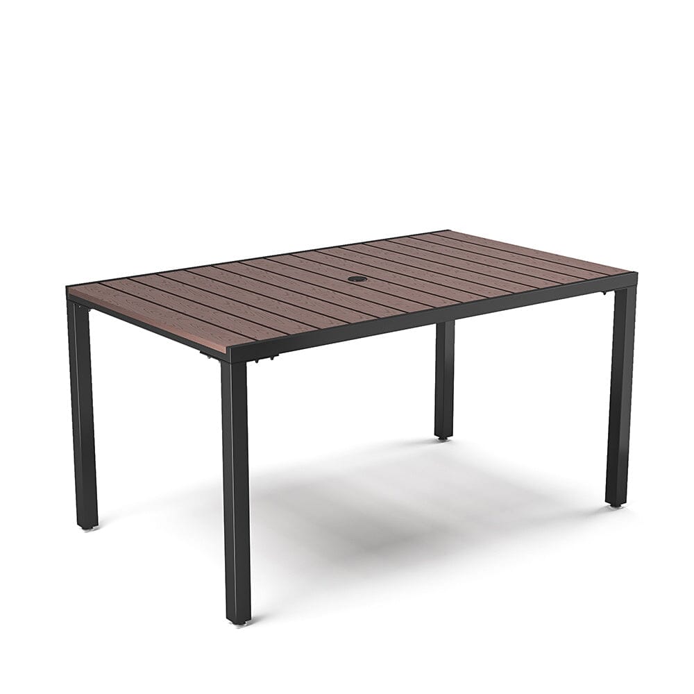 150cm Wood Effect Garden Dining Table with Parasol Hole Living