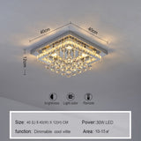 Chrome Finished Sqaure LED Ceiling Light with Luxury Crystal Ball Drops Ceiling Light Living and Home 