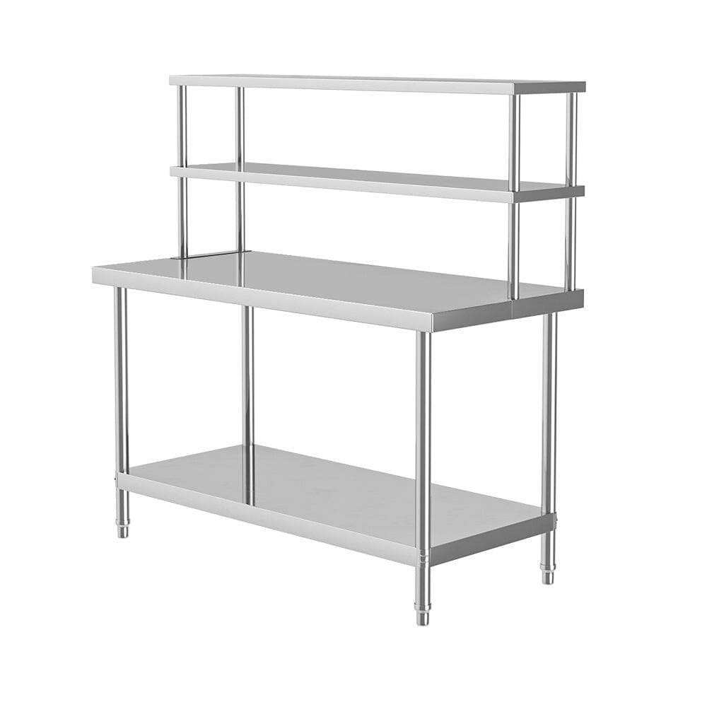 2 Tiers Commercial Kitchen Prep Table Stainless Steel Work Table Commercial Work Tables Living and Home 