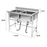 Commercial Catering Sink Stainless Steel Kitchen Sink 110cm Kitchen Sink Living and Home 