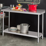 2 Tiers Commercial Kitchen Prep Table Stainless Steel Work Table