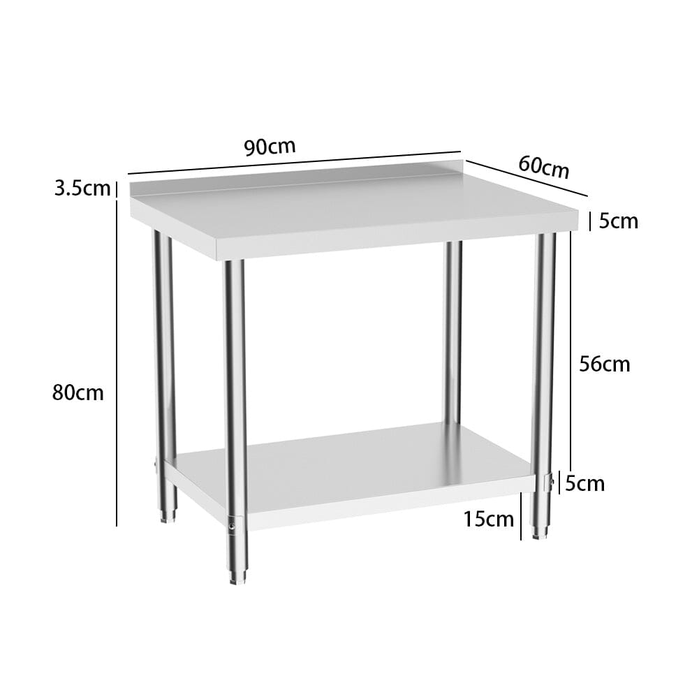 2 Tiers Commercial Kitchen Prep Table Stainless Steel Work Table