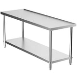2 Tier Commercial Kitchen Prep & Work Stainless Steel Table Kitchen & Dining Room Tables Living and Home 1800 mm Without Backsplash 