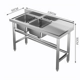 Stainless Steel Kitchen Sink Double Bowls Wash Basin with Drinboard Kitchen Sink Living and Home 