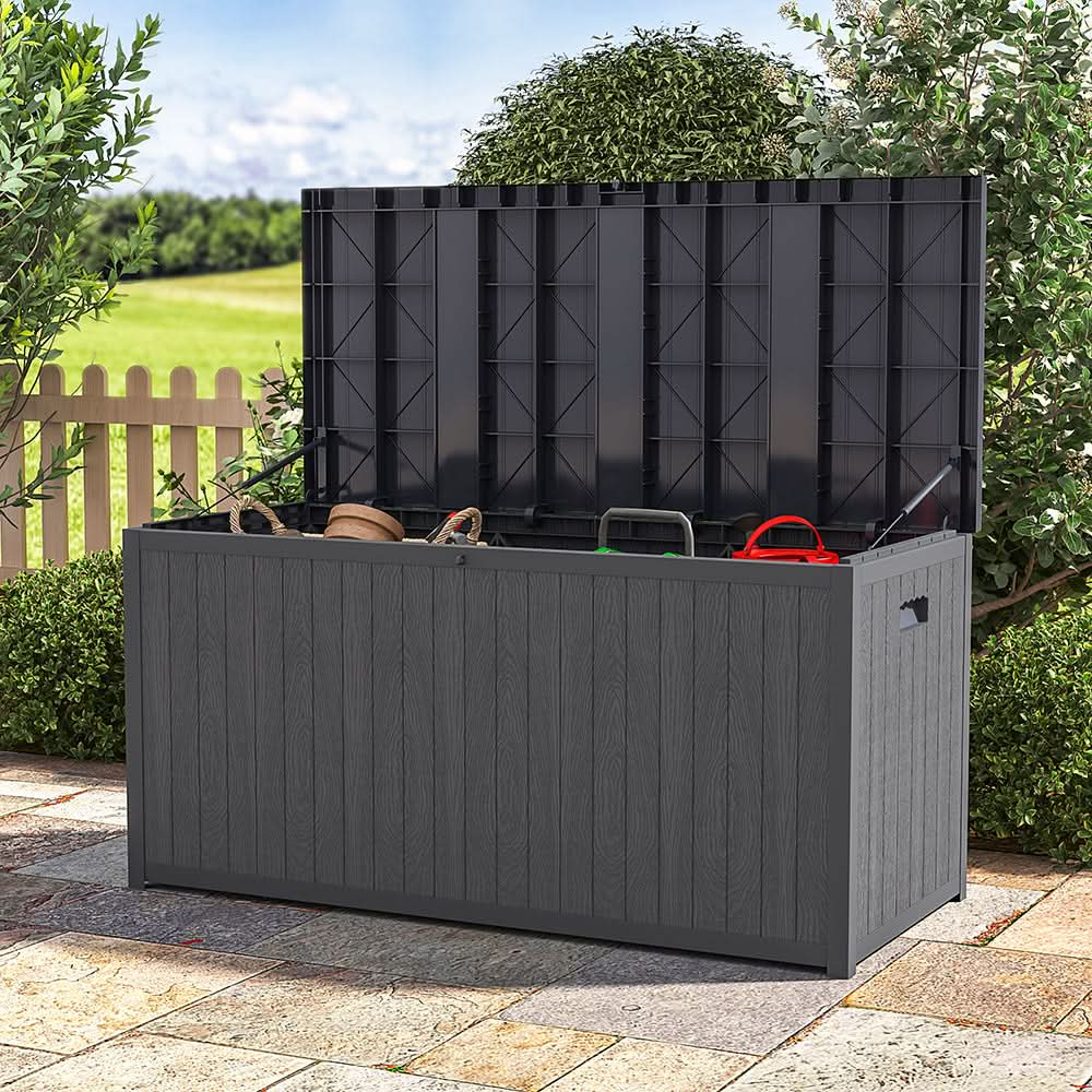 4ft PP Garden Storage Deck Box Large Outdoor Grey Black