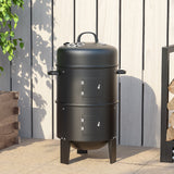 80 cm H 3 in 1 BBQ Charcoal Grill 3 Tier Smoker