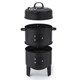3 in 1 BBQ Charcoal Grill 3 Tier Smoker Garden BBQ Grill Living and Home 