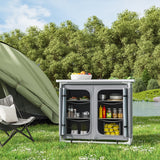 Camping Outdoor Kitchen with 4 Adjustable Feet and 6 Layers CAMPING KITCHEN ISLANDS Living and Home Grey 
