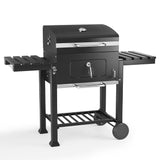 Charcoal Grill Barrel Wide 114.5cm w/ Side Shelves Garden BBQ Grill Living and Home 