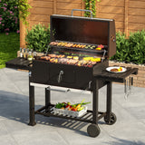 Barrel Charcoal Outdoor Grill Wide 160cm with Side Shelves Garden BBQ Grill Living and Home 