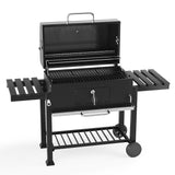 Barrel Charcoal Grill Wide 160cm with Side Shelves Garden BBQ Grill Living and Home 