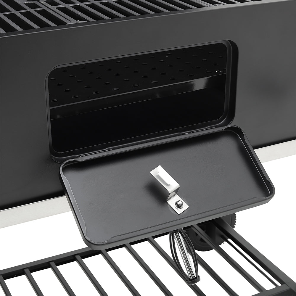 Barrel Charcoal Grill Wide 160cm with Side Shelves Garden BBQ Grill Living and Home 