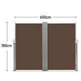 Retractable Double Side Awning - Brown Awnings Living and Home W 600 x H 180 cm 