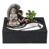 Buddha Zen Tabletop Fountain with LED Light, Tealight Holder and Succulent Fountains & Waterfalls Living and Home 