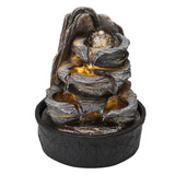 Tiered Rock Cascading Tabletop Water Fountain with LED Crystal Ball Fountains & Waterfalls Living and Home 