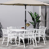 150cm Garden Dining Table Hollow Cast Aluminum Table Garden Dining Tables Living and Home White 