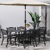 150cm Garden Dining Table Hollow Cast Aluminum Table Garden Dining Tables Living and Home Black 