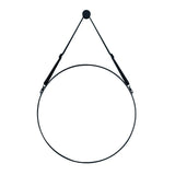 Retro Round Hanging Mirror with Adjustable Leather Strap Wall Mirrors Living and Home 