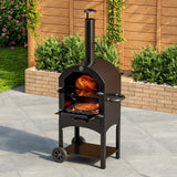 5ft H Pizza Makers With Ovens 3 in 1 Charcoal BBQ Grill with Chimney Outdoor