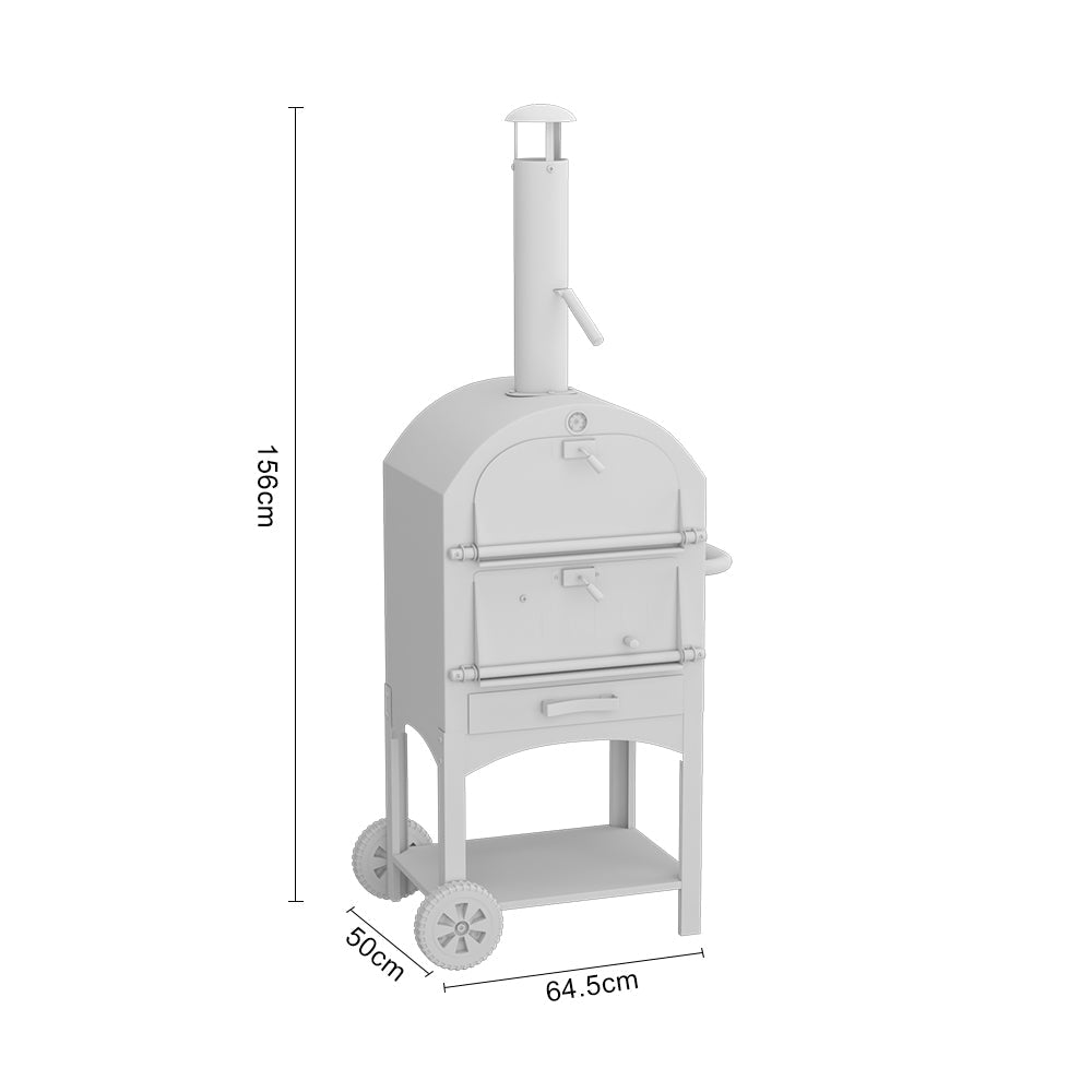 5ft Height Pizza Makers With Ovens 3 in 1 Charcoal BBQ Grill with Chim