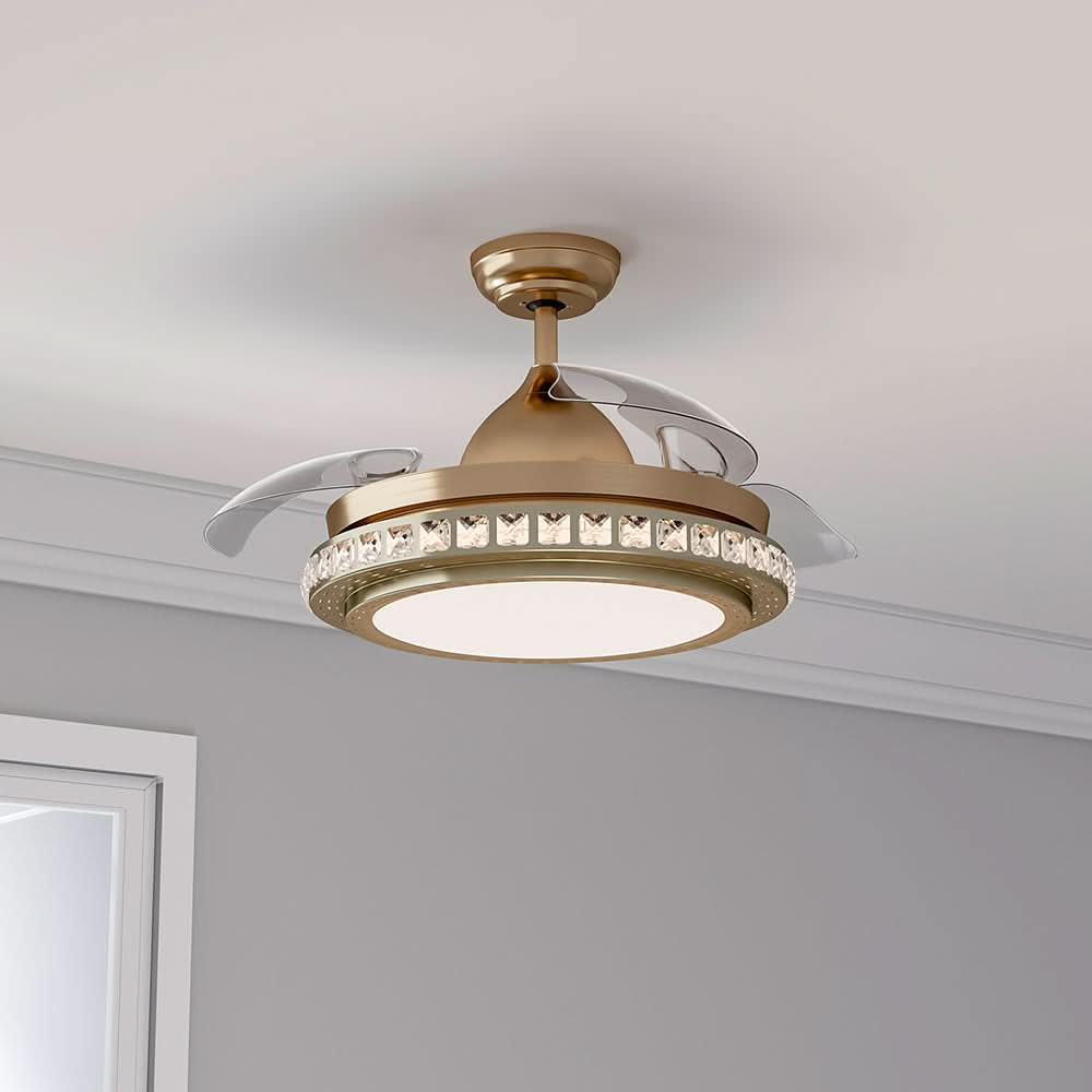 42 Inch Retractable Ceiling Fan Light Lamp Remote Control