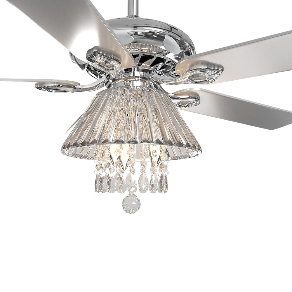 52 Inch Luxury Ceiling Light Fan Crystal Droplets Chandelier Ceiling Lights Living and Home 