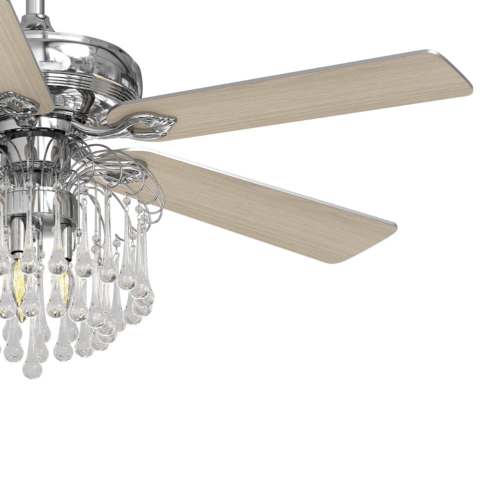 52 Inch Ceiling Light Fan Crystal Chandelier with 5 Wooden Blade Ceiling Lights Living and Home 