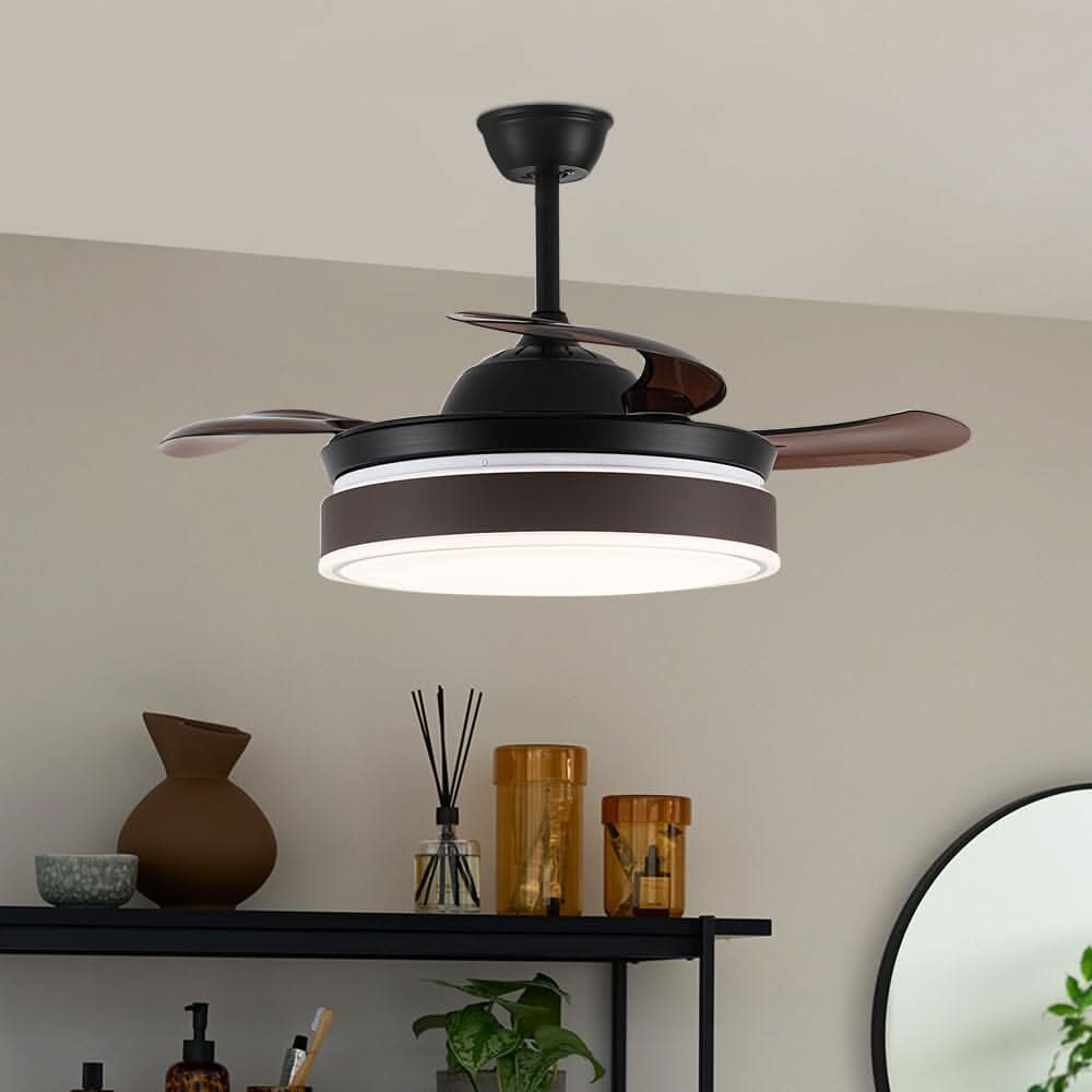 42 Coffee Acrylic Ceiling Fan Light Dimmable Remote