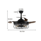 42 Inch Caged Style Ceiling Fan Light ABS Blade Fan with Remote Ceiling Lights Living and Home 