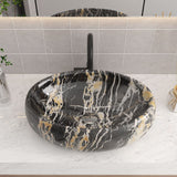 48cm W Ceramics Bathroom Sink Oval Vessel Sink with Drain Stopper